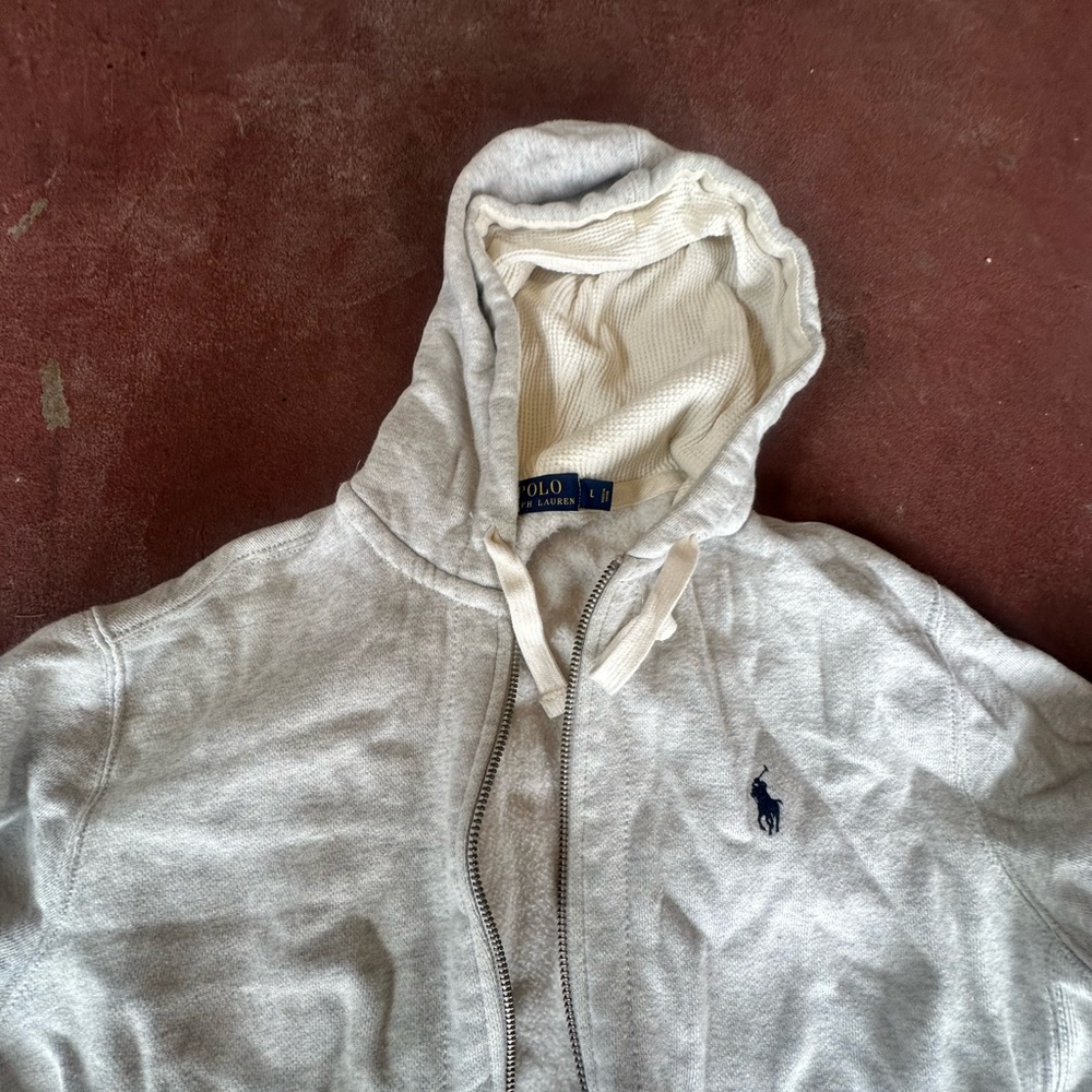 Polo by Ralph Lauren Heather Light Gray Full-Zip Hoodie - Picture 2 of 4